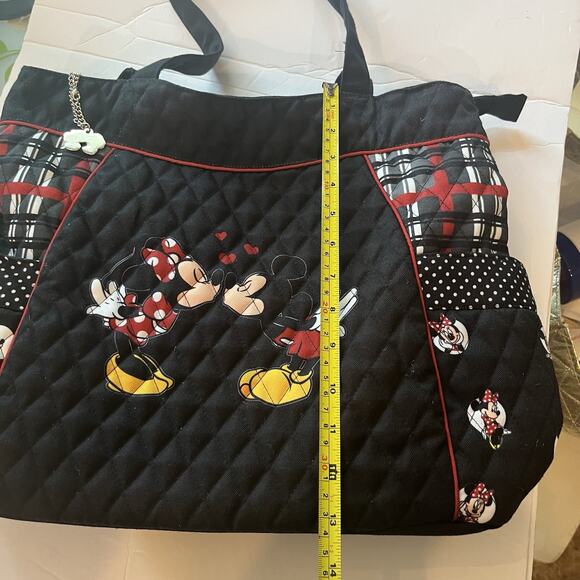 Bradford Exchange: Disney, Mickey & Minnie Love Story" Quilted Tote w/ Charm - Picture 3 of 14